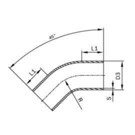 Piggable Bend 45° Series A 2.5D DIN