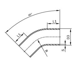 Piggable Bend 45° Series A 2.5D DIN