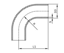 Piggable Bend 90° Series A 1 - 1.5D DIN