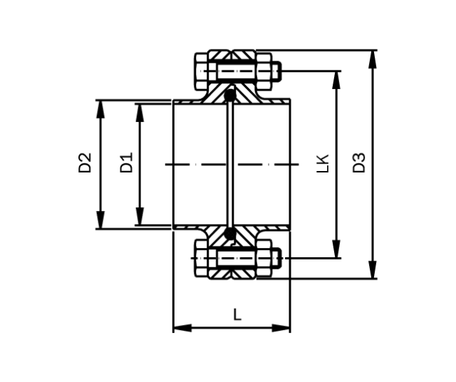 Flanschverbindung kurz  Reihe B Serie C  DIN 11853 ISO